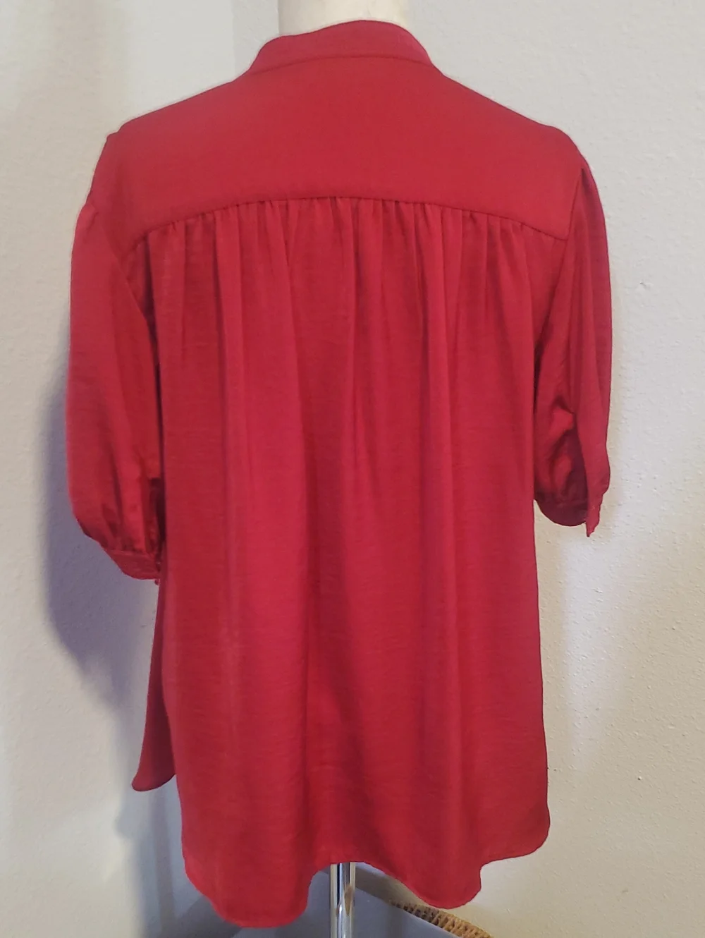 Banana Republic Womens Red Button-Front Mandarin Collar Blouse